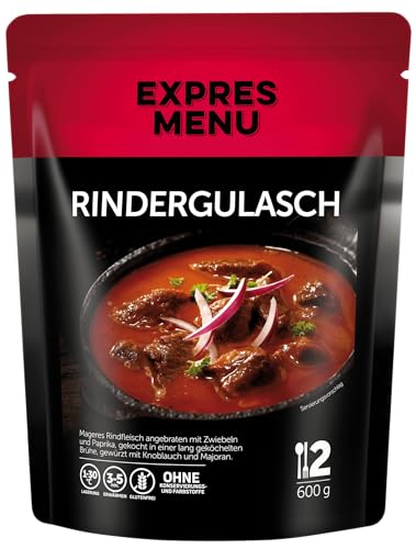 EXPRES MENU Rindergulasch | mit leckerer Soße |Traditionelles ungarisches Gericht | Fertiggericht | Glutenfrei | 2 Portionen von EXPRES MENU