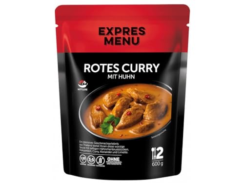 EXPRES MENU Rotes Curry mit Huhn | Traditionelles Thai-Gericht | Glutenfrei | Fertiggericht | 2 Portionen von EXPRES MENU