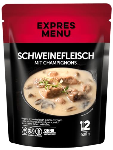 EXPRES MENU Schweinefleisch mit Champignons | mit Sahnesauce | Glutenfrei | Fertiggericht | 2 Portionen von EXPRES MENU