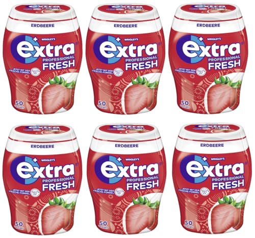 EXTRA PROFESSIONAL Fresh Dose Erdbeere 6x50 Dragees (6 Dosen) Kaugummi I Zahnpflege I Zuckerfrei I Frischer Atem - Atemerfrischer von EXTRA