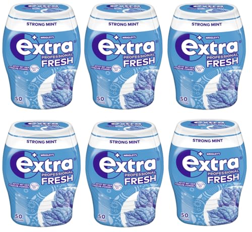 EXTRA PROFESSIONAL Fresh Dose Strong Mint 6x50 Dragees (6 Dosen) Kaugummi I Zahnpflege I Zuckerfrei I Frischer Atem - Atemerfrischer von EXTRA