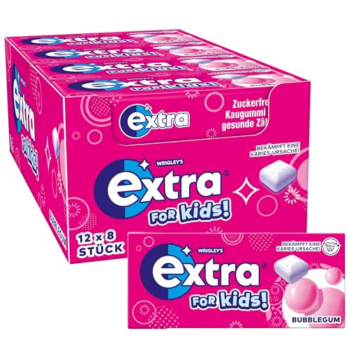Extra For Kids, Zuckerfreier Kaugummi für Kinder, Multipack mit 12x8 Dragees, Für frischen Atem von EXTRA