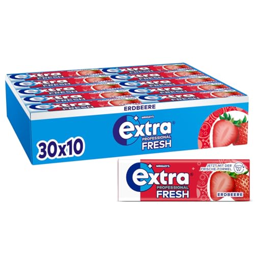 Extra Professional Fresh Erdbeere, Zuckerfreier Kaugummi, Multipack mit 30x10 Dragees, Für frischen Atem von EXTRA