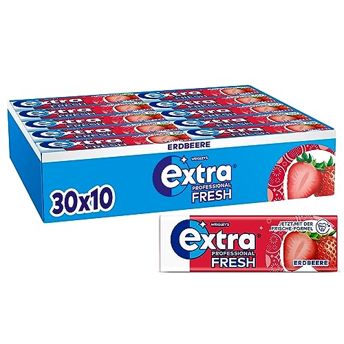 Extra Professional Fresh Erdbeere, Zuckerfreier Kaugummi, Multipack mit 30x10 Dragees, Für frischen Atem von EXTRA