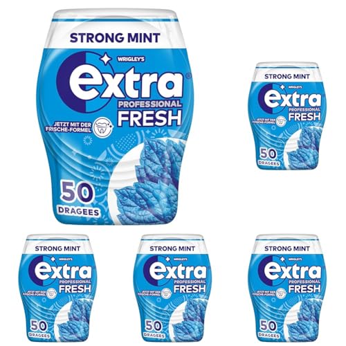 Extra Professional Fresh Kaugummi, Strong Mint, 50 Dragees (Packung mit 5) von EXTRA