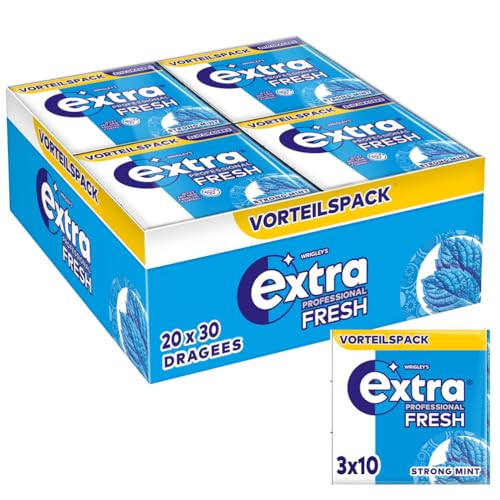 Extra Professional Fresh Strong Mint, Zuckerfreier Kaugummi, Multipack mit 20x30 Dragees, Für frischen Atem Extra Professional Fresh Strong Mint, Zuckerfreier Kaugummi, Multipack mit 20x30 Dragees, Für frischen Atem von EXTRA