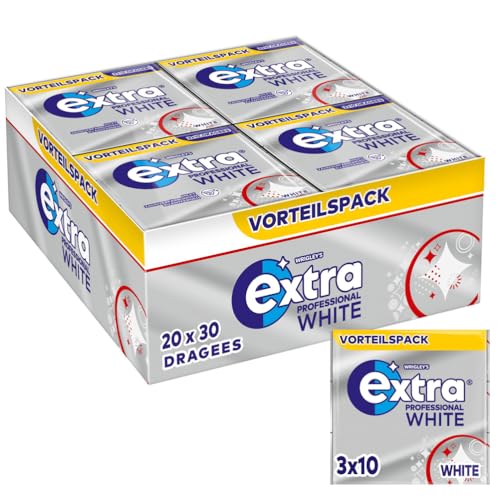 Extra Professional White, Zuckerfreier Kaugummi, Multipack mit 20x30 Dragees, Für frischen Atem Extra Professional White, Zuckerfreier Kaugummi, Multipack mit 20x30 Dragees, Für frischen Atem von EXTRA