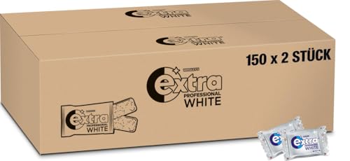 Extra Professional White, Zuckerfreier Kaugummi, Packung mit 150x2 Dragees, 300 Kaugummis insgesamt von EXTRA