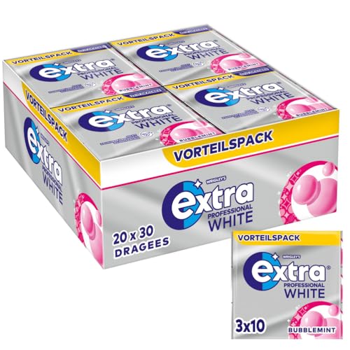Extra Professional White Bubblemint, Zuckerfreier Kaugummi, Multipack mit 20x30 Dragees, Für frischen Atem Extra Professional White Bubblemint, Zuckerfreier Kaugummi, Multipack mit 20x30 Dragees, Für frischen Atem von EXTRA