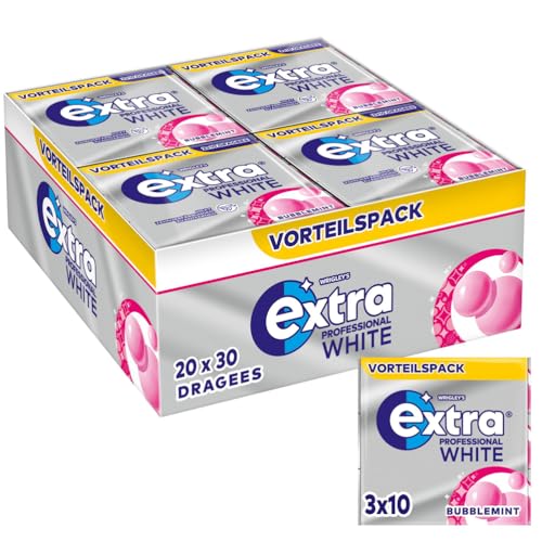 Extra Professional White Bubblemint, Zuckerfreier Kaugummi, Multipack mit 20x30 Dragees, Für frischen Atem von EXTRA