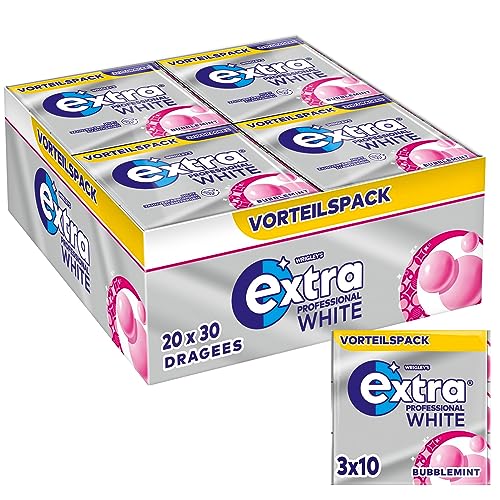 Extra Professional White Bubblemint, Zuckerfreier Kaugummi, Multipack mit 20x30 Dragees, Für frischen Atem von EXTRA