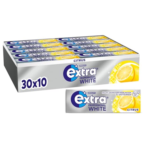 Extra Professional White Citrus, Zuckerfreier Kaugummi, Multipack mit 30x10 Dragees, Für frischen Atem von EXTRA