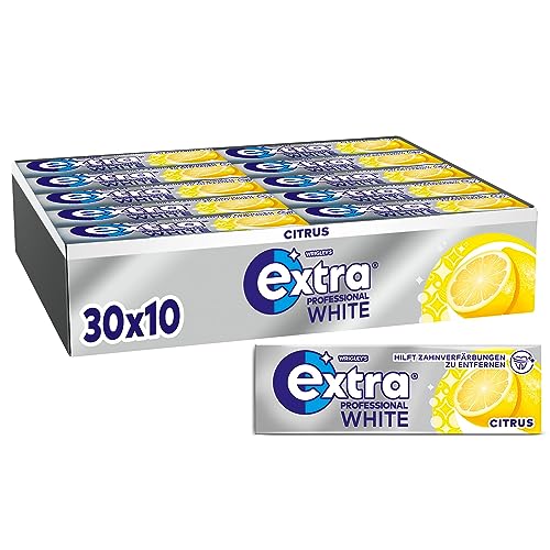 Extra Professional White Citrus, Zuckerfreier Kaugummi, Multipack mit 30x10 Dragees, Für frischen Atem von EXTRA