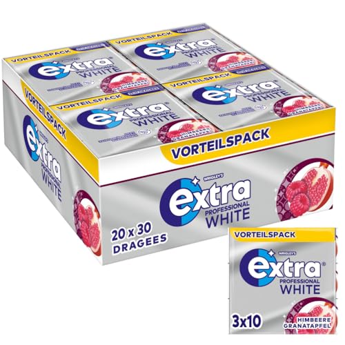 Extra Professional White Himbeere Granatapfel, Zuckerfreier Kaugummi, Multipack mit 20x30 Dragees, Für frischen Atem Extra Professional White Himbeere Granatapfel, Zuckerfreier Kaugummi, Multipack mit 20x30 Dragees, Für frischen Atem von EXTRA