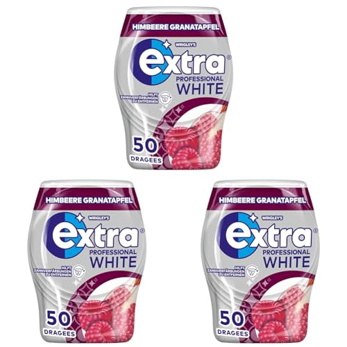 Extra Professional White Kaugummi, Himbeere Granatapfel, 50 Dragees (Packung mit 3) von EXTRA