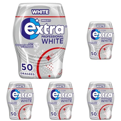 Extra Professional White Kaugummi, zuckerfrei, 50 Dragees (Packung mit 5) von EXTRA