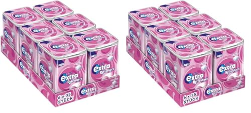 Extra Refreshers Kaugummi zuckerfrei, Bubblemint Gum, 6 x 35 Dragees, Großpackung Chewing Gum, Xylitol Kaugummi ohne Zucker mit Minz Frische (210 Dragees) (Packung mit 2) von EXTRA