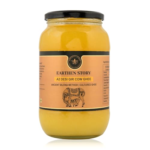 Earthen Story A2 Ghee von Gir Cow 1 Liter | A2 Kuh Ghee Bilona Methode aus Quark | 100% rein, natürlich & gesund | A2 Gir Kuh Ghee im Glas | Laborgeprüft Earthen Story A2 Ghee von Gir Cow 1 Liter | A2 Kuh Ghee Bilona Methode aus Quark | 100% rein, natürlich & gesund | A2 Gir Kuh Ghee im Glas | Laborgeprüft von Earthen Story