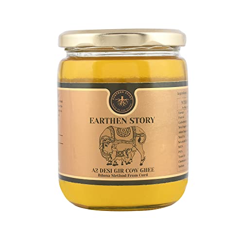 Earthen Story A2 Ghee von Gir Cow 500 ml | A2 Kuh Ghee Bilona Methode aus Quark | 100% rein, natürlich & gesund | A2 Gir Kuh Ghee im Glas | Labor getestet Earthen Story A2 Ghee von Gir Cow 500 ml | A2 Kuh Ghee Bilona Methode aus Quark | 100% rein, natürlich & gesund | A2 Gir Kuh Ghee im Glas | Labor getestet von Earthen Story