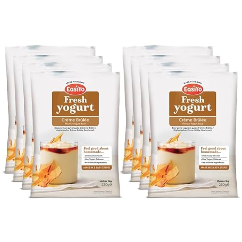 EasiYo Joghurt Cr√®me Br√ªl√©e, 8 Beutel | Jeder Beutel ergibt 1 kg Joghurt von EasiYo