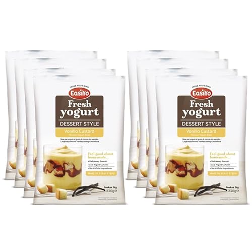 EasiYo Joghurt Dessert Vanille-Custard, 8 Beutel | Jeder Beutel ergibt 1 kg Joghurt von EasiYo