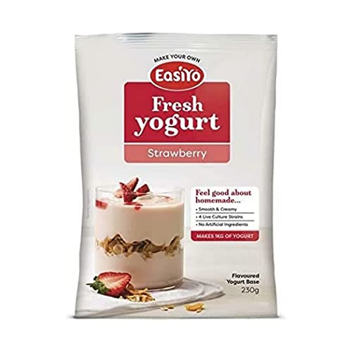 EasiYo Joghurtpulver Erdbeere, 8 Beutel | Jeder Beutel ergibt 1 kg Joghurt von EasiYo