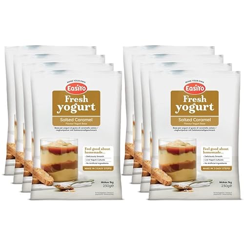 EasiYo Joghurt Salted Caramel, 8 Beutel | Jeder Beutel ergibt 1 kg Joghurt von EasiYo