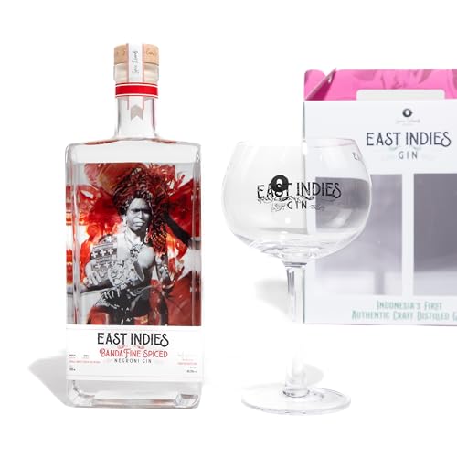 East Indies Banda Spiced Negroni Gin Geschenkset – Exklusiver Gin mit stilvollem Ballon Glas in hochwertiger Geschenkbox (1 x 0,7l) von East Indies Gin
