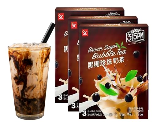 3:15 PM Brauner Zucker Bubble Tea Kit 70g 3er-Pack | Einfach Zuhause Zubereiten | Reichhaltiger und Süßer Geschmack | Inklusive Tapioka-Perlen für Perfekten Genuss | Ideal für Bubble Tea Fans von EasyCookAsia