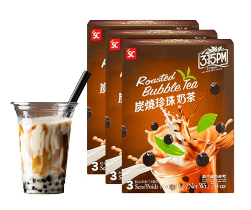 3:15 PM Roasted Bubble Tea Kit 210g 3er-Pack | Einfach Zuhause Röst-Aroma Genießen | Inklusive Tapioka-Perlen für Authentischen Geschmack | Perfekt für Bubble Tea Liebhaber von EasyCookAsia