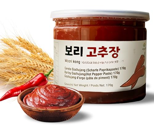 Danong Farm Premium Gerste Gochujang Scharfe Paprikapaste ohne zusatzstoffe 170g | Perfekt für Koreanische Gerichte Tteokbokki | Scharfer und Nahrhafter Geschmack | Sauerstoffblockierende Verpackung von EasyCookAsia