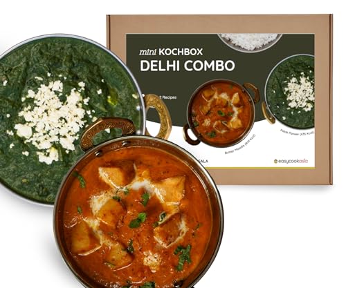 EasyCookAsia Delhi Combo Kochbox | Zutaten für indische Curry Butter Chicken Masala & Palak Paneer inklusive indische Gewürze, Lorbeerblätter | Geschenkidee für Asia- und Kochliebhaber von EasyCookAsia