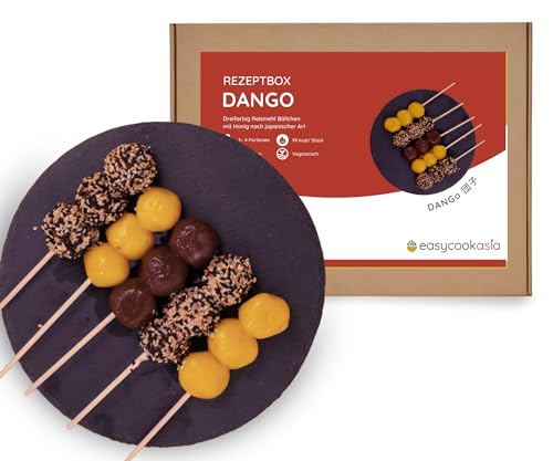 EasyCookAsia I DIY Dango Box I Mochi Kügelchen auf Stäbchen I Japanischer Reiskuchen zum Selbermachen I enthält alle benötigten Zutaten inkl. Mochi Mehl von EasyCookAsia