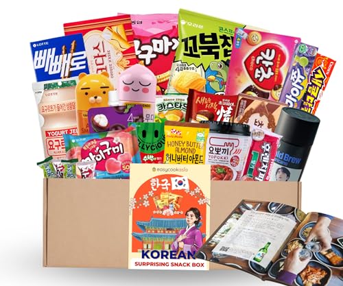 EasyCookAsia Korea Surprise Snackbox | XXL Paket mit koreanische Süßigkeiten, Getränke, Chips | in Geschenkverpackung | inkl. bsp. BTS Kafee, Pepero, Seetang Snack (L Box (25 set)) von EasyCookAsia
