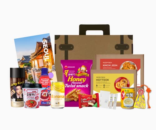 EasyCookAsia Koreanische Süßigkeiten & Getränke Box ⎮mit beliebten Snacks aus Seoul, Kimchi Pfannkuchen Kochbox, BTS ⎮ Geschenkidee für Asia Kultur Liebhaber von EasyCookAsia