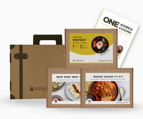 EasyCookAsia One Korea Box | Kochbox mit 3 koreanische Gerichte inkl. Bibimbap, Kimchi, Gochujang | Geschenkset für Asia- und Kochliebhaber von EasyCookAsia