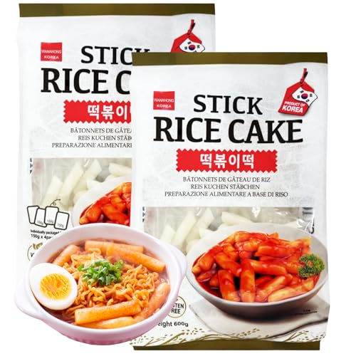 EasyCookAsia Tteokbokki Reiskuchen 600g x 2er | 150g x 8 Portionen | Koreanisches Streetfood für zu Hause | Vegan & glutenfrei | Perfekt für Tteokbokki, Suppen & Pfannen von EasyCookAsia