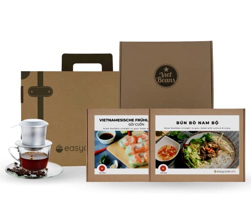 EasyCookAsia Vietnam Box | Kochset mit 3 vietnamische Delikates: Bun Bo Nam Bo, Frühlingsrolle & Kaffee Set | inkl. vietnamische Kaffee gemahlen, Handfilter Phin, Reispapier von EasyCookAsia