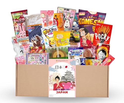 Entdecke die Vielfalt: Überraschungs-Japanische Snack Box mit Animation Charactered Snacks, Trendy Mochi & Süßigkeiten (Japan Snack Box L (25set)) von EasyCookAsia