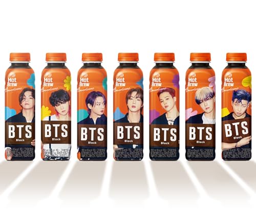 HY BTS Hotbrew Kaffee 350ml | Spezialverpackung mit BTS-Mitglied | BTS Fan-Artikle | 100% Brasilianische Bohnen | Jubiläumsedition | Kräftiger Geschmack | Zufällige Auswahl (Black Kaffee) von EasyCookAsia