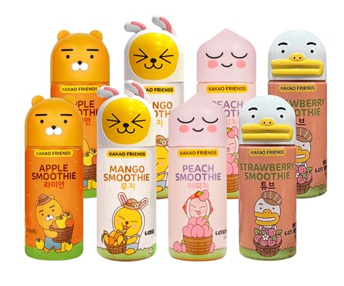 Kakao Friends Saft 4er Set x2 | 190ml Smoothies | Vielfältige Fruchtaromen | Sammlerflaschen Design | Perfekt für Unterwegs von EasyCookAsia