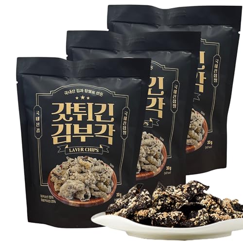 Koreanischer Nori-Snack – Kim Bugak 3er Set (3 x 30g) | Knuspriger Seetang mit Klebreis | Gesunder Snack aus Korea – K-Drama Lieblingssnack von EasyCookAsia