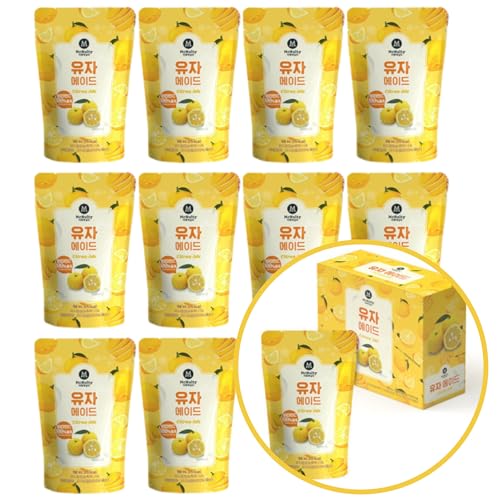 McNulty Koreanischer Pouch Drink 190ml x 10er | Erfrischende Getränke im K-Style Beutel | Fruchtige & Kaffee-Sorten | Direkt trinkfertig – ideal für unterwegs (1Box (10er), Yuza Ade) von EasyCookAsia