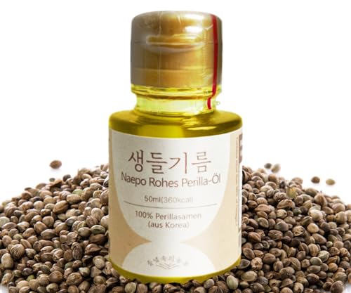 Naepo Rohes Perilla-Öl | Erstklassiges, Kaltgepresstes Koreanisches Perilla-Samenöl | Reich an Nährstoffen und Omega-3 | Vielseitig Einsetzbar in der Küche (50) von EasyCookAsia