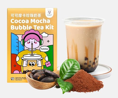 Tokimeki Cocoa Mocha Bubble Tea Kit 255g | Einfach zu Hause zubereiten | Heiß oder kalt genießen | Ideal für Entspannung & Party (Cocoa Mocha) von EasyCookAsia