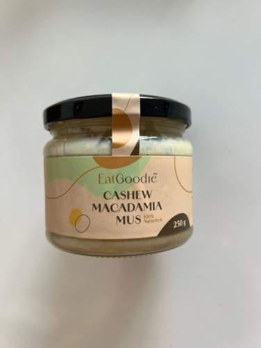 Eat Goodie Cashew- und Macadamia-Mus - 250g - Cremiges Nussmus - Perfekt für Smoothies Bowls, Salatdressings und Brotaufstriche - Ohne Palmöl, ohne Zusatz- und Konservierungsmittel - Vegan, Keto Snack Eat Goodie Cashew- und Macadamia-Mus - 250g - Cremiges Nussmus - Perfekt für Smoothies Bowls, Salatdressings und Brotaufstriche - Ohne Palmöl, ohne Zusatz- und Konservierungsmittel - Vegan, Keto Snack von Eat Goodie
