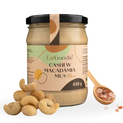 Eat Goodie Cashew- und Macadamia-Mus - 450g - Cremiges Nussmus - Perfekt für Smoothies Bowls, Salatdressings und Brotaufstriche - Ohne Palmöl, ohne Zusatz- und Konservierungsmittel - Vegan, Keto Snack Eat Goodie Cashew- und Macadamia-Mus - 450g - Cremiges Nussmus - Perfekt für Smoothies Bowls, Salatdressings und Brotaufstriche - Ohne Palmöl, ohne Zusatz- und Konservierungsmittel - Vegan, Keto Snack von Eat Goodie