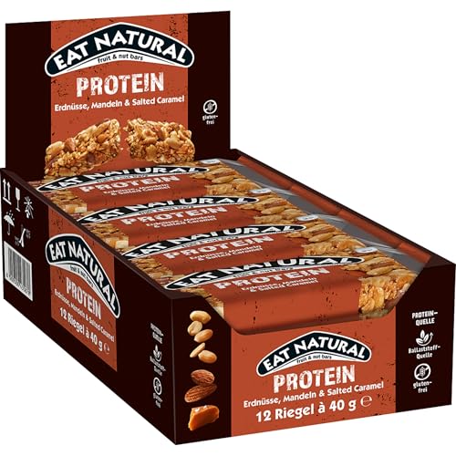 Eat Natural Frucht- & Nussriegel - Protein Erdnüsse, Mandeln & Salzkaramell - Proteinquelle, glutenfreier Snack - Perfekt für unterwegs. - 12x40 g Eat Natural Frucht- & Nussriegel - Protein Erdnüsse, Mandeln & Salzkaramell - Proteinquelle, glutenfreier Snack - Perfekt für unterwegs. - 12x40 g von Eat Natural