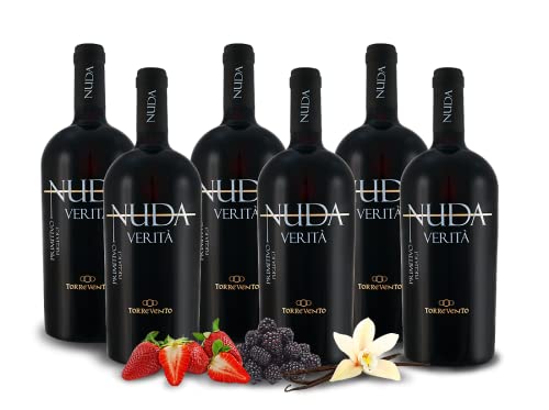 Torrevento Primitivo NUDA VERITÀ - Italien-Apulien Vorteilspaket 6 für 3 (6x 0,75l) Rotwein trocken von Ebrosia