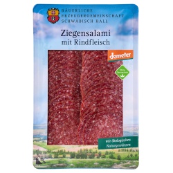 Ziegensalami mit Rindfleisch, geschnitten von Echt Hällische